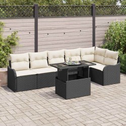 Sonata H Градински Софа Комплект 7 pcs Черно 100 x 55 x 73 см Полиратан - Canapele și bănci de grădină