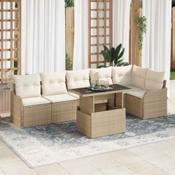 Sonata H Градински Софа Комплект 7 pcs Бежово 100 x 55 x 73 см Полиратан - Canapele și bănci de grădină