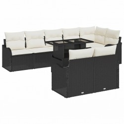 Sonata H Градински Софа Комплект 9 pcs Черно 100 x 55 x 73 см Полиратан - Canapele și bănci de grădină