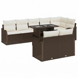 Sonata H Градински Софа Комплект 9 pcs Кафяво 100 x 55 x 73 см Полиратан - Canapele și bănci de grădină