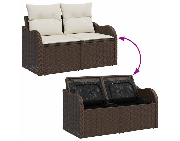 Sonata Set de canapele pentru grădină 9 buc. Maro Poli Rattan