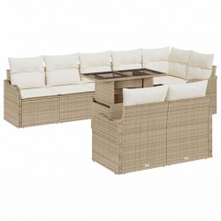 Sonata H Градински Софа Комплект 9 pcs Бежово 100 x 55 x 73 см Полиратан - Canapele și bănci de grădină