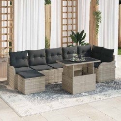 Sonata H Градински Софа Комплект 8 pcs Светлосиво Полиратан - Canapele și bănci de grădină