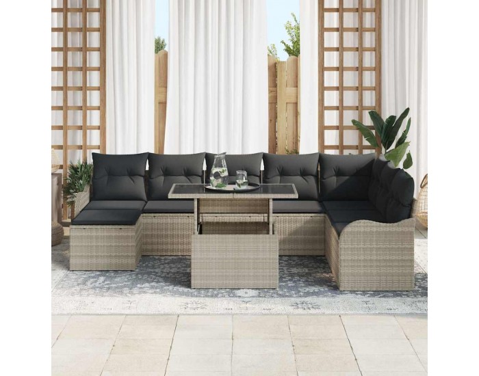 Sonata H Градински Софа Комплект 9 pcs Светлосиво Полиратан