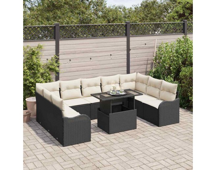 Sonata H Градински Софа Комплект 10 pcs Черно 100 x 55 x 73 см Полиратан