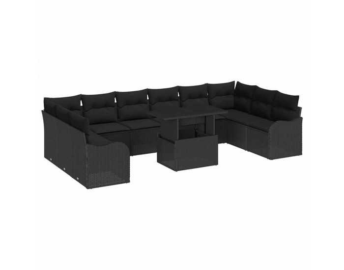 Sonata H Градински Софа Комплект 11 pcs Черно 100 x 55 x 73 см Полиратан