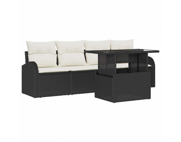 Sonata H Градински Софа Комплект 5 pcs Черно 100 x 55 x 73 см Полиратан