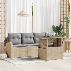 Sonata H Градински Софа Комплект 5 pcs Бежово 100 x 55 x 73 см Полиратан - Canapele și bănci de grădină