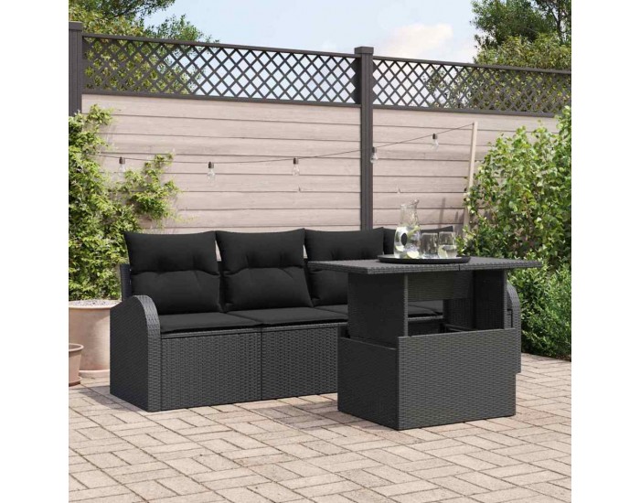 Sonata H Градински Софа Комплект 5 pcs Черно 100 x 55 x 73 см Полиратан