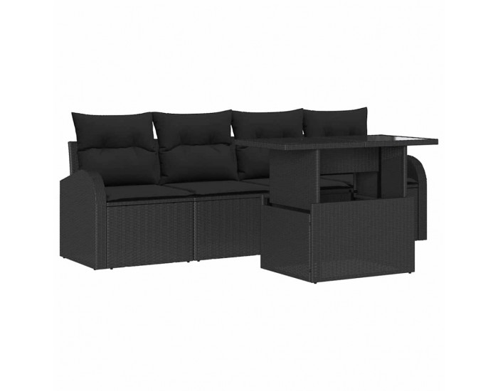 Sonata H Градински Софа Комплект 5 pcs Черно 100 x 55 x 73 см Полиратан