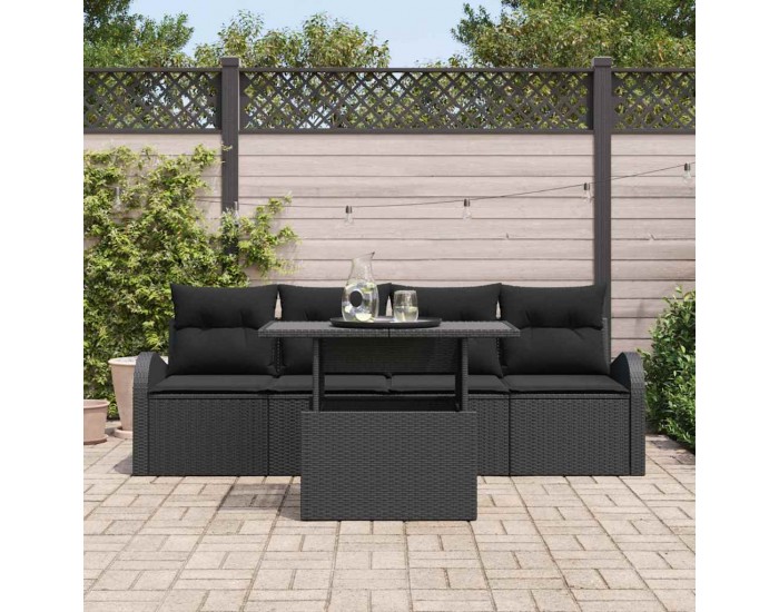 Sonata H Градински Софа Комплект 5 pcs Черно 100 x 55 x 73 см Полиратан