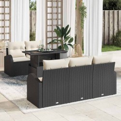 Sonata H Градински Софа Комплект 6 pcs Черно 100 x 55 x 73 см Полиратан - Canapele și bănci de grădină