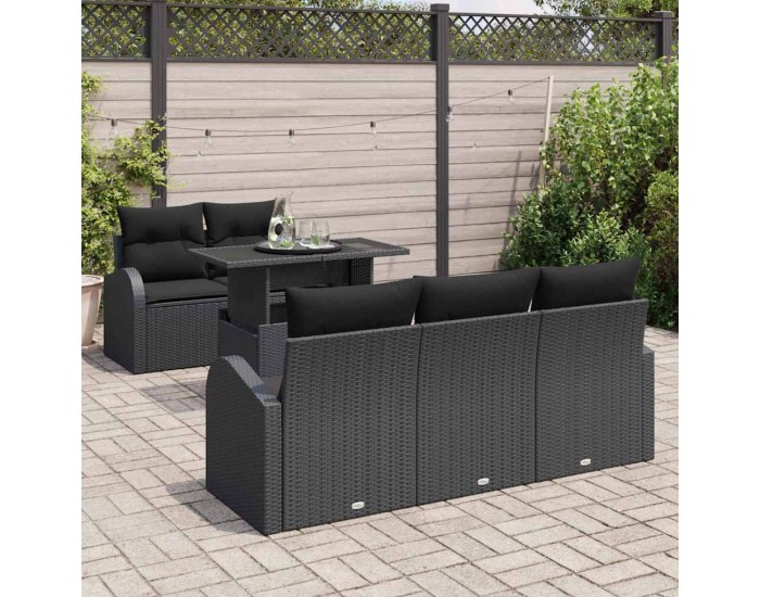 Sonata H Градински Софа Комплект 6 pcs Черно 100 x 55 x 73 см Полиратан
