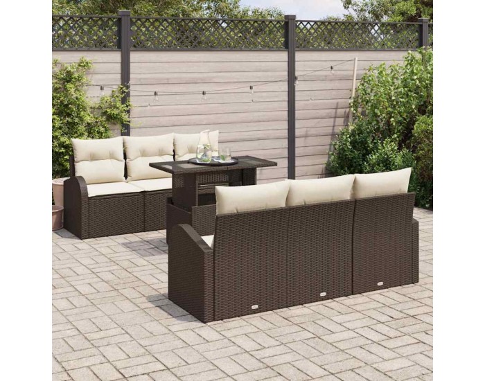 Sonata H Градински Софа Комплект 7 pcs Кафяво 100 x 55 x 73 см Полиратан