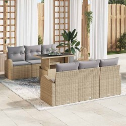 Sonata H Градински Софа Комплект 7 pcs Бежово 100 x 55 x 73 см Полиратан - Canapele și bănci de grădină