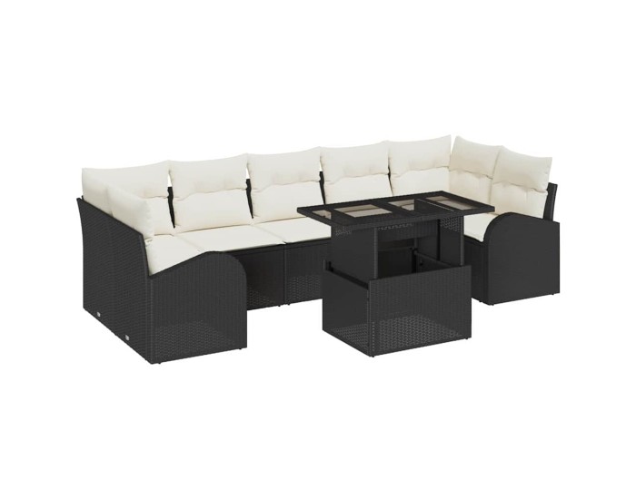 Sonata Set de canapele pentru grădină 8 buc. Negru Poli Rattan