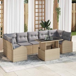 Sonata H Градински Софа Комплект 8 pcs Бежово 100 х 55 х 73 см Полиратан - Canapele și bănci de grădină