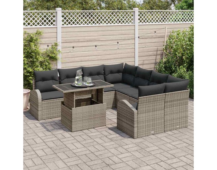 Sonata H Градински Софа Комплект 9 pcs Сив 100 x 55 x 73 см Полиратан