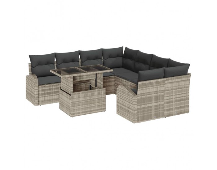 Sonata H Градински Софа Комплект 9 pcs Светлосиво 100 x 55 x 73 см