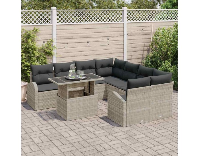 Sonata H Градински Софа Комплект 9 pcs Светлосиво 100 x 55 x 73 см