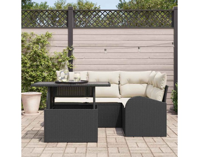 Sonata H Градински Софа Комплект 5 pcs Черно 100 x 55 x 73 см Полиратан