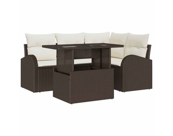 Sonata H Градински Софа Комплект 5 pcs Кафяво 100 x 55 x 73 см Полиратан