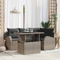 Sonata H Градински Софа Комплект 5 pcs Сив 100 x 55 x 73 см Полиратан - Canapele și bănci de grădină