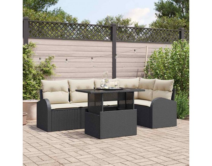 Sonata H Градински Софа Комплект 6 pcs Черно 100 x 55 x 73 см Полиратан