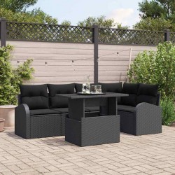Sonata H Градински Софа Комплект 6 pcs Черно 100 x 55 x 73 см Полиратан - Canapele și bănci de grădină