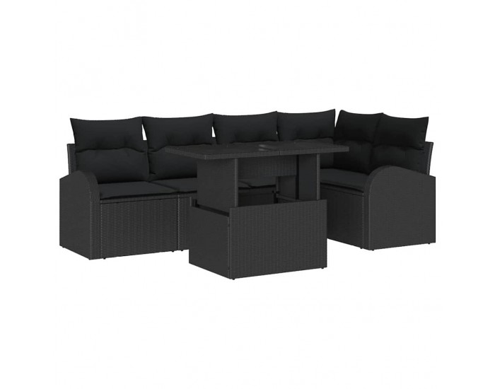 Sonata H Градински Софа Комплект 6 pcs Черно 100 x 55 x 73 см Полиратан
