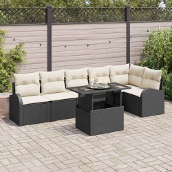 Sonata H Градински Софа Комплект 7 pcs Черно 100 x 55 x 73 см Полиратан - Canapele și bănci de grădină