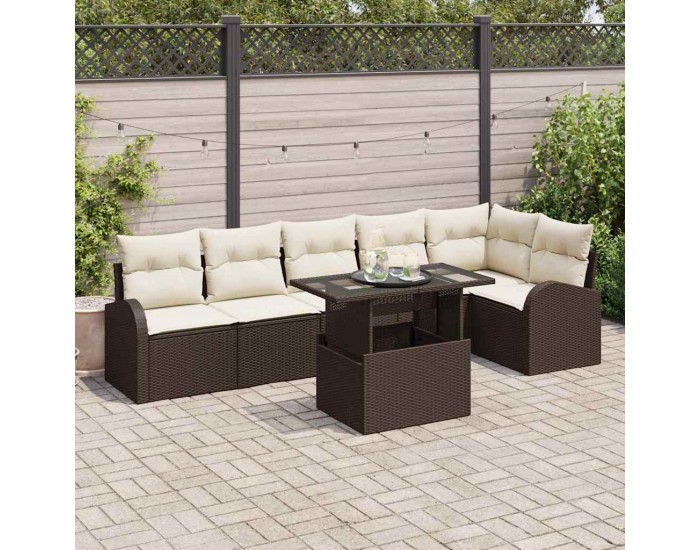 Sonata H Градински Софа Комплект 7 pcs Кафяво 100 x 55 x 73 см Полиратан