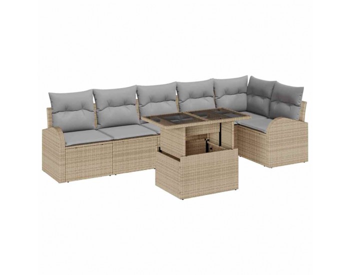 Sonata H Градински Софа Комплект 7 pcs Бежово 100 x 55 x 73 см Полиратан