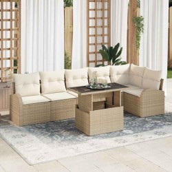 Sonata H Градински Софа Комплект 7 pcs Бежово 100 x 55 x 73 см Полиратан - Canapele și bănci de grădină