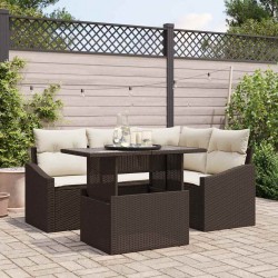 Sonata H Градински Софа Комплект 5 pcs Кафяв и Кремав 100 x 55 x 73 см - Canapele și bănci de grădină