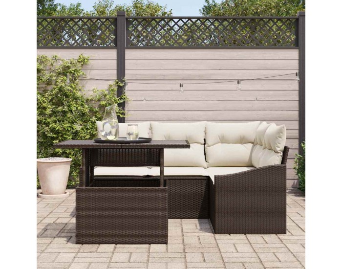 Sonata H Градински Софа Комплект 5 pcs Кафяв и Кремав 100 x 55 x 73 см