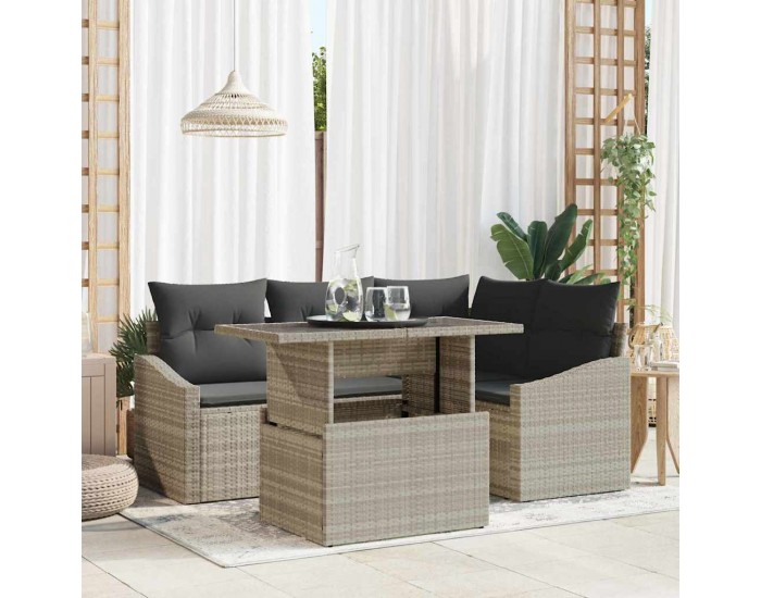 Sonata H Градински Софа Комплект 5 pcs Светло сиво и тъмно сиво