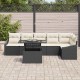 Sonata H Градински Софа Комплект 7 pcs Черен и кремав 100 x 55 x 73 см