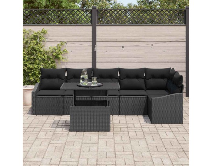 Sonata Set de canapele pentru grădină 7 buc. Negru