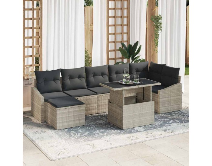 Sonata H Градински Софа Комплект 8 pcs Светло сиво и тъмно сиво