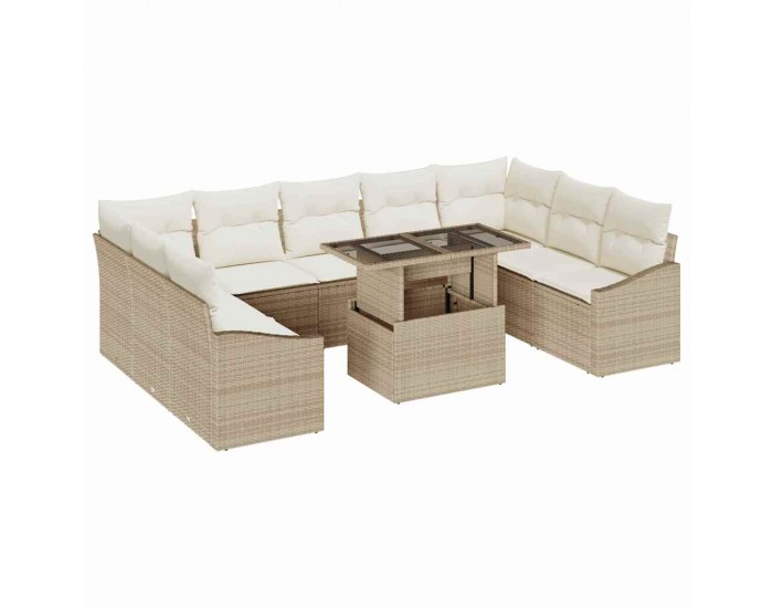 Sonata H Градински Софа Комплект 10 pcs Бежов и кремав 100 x 55 x 73 см