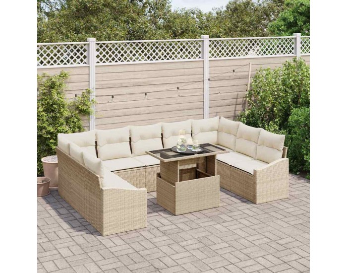 Sonata H Градински Софа Комплект 10 pcs Бежов и кремав 100 x 55 x 73 см