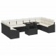 Sonata H Градински Софа Комплект 11 pcs Черен и кремав 100 x 55 x 73 см
