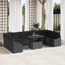 Sonata H Градински Софа Комплект 11 pcs Черно 100 х 55 х 73 см - Canapele și bănci de grădină