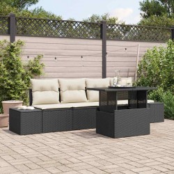 Sonata H Градински Софа Комплект 5 pcs Черен и кремав 100 x 55 x 73 см - Canapele și bănci de grădină