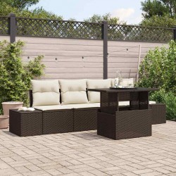 Sonata H Градински Софа Комплект 5 pcs Кафяв и Кремав 100 x 55 x 73 см - Canapele și bănci de grădină