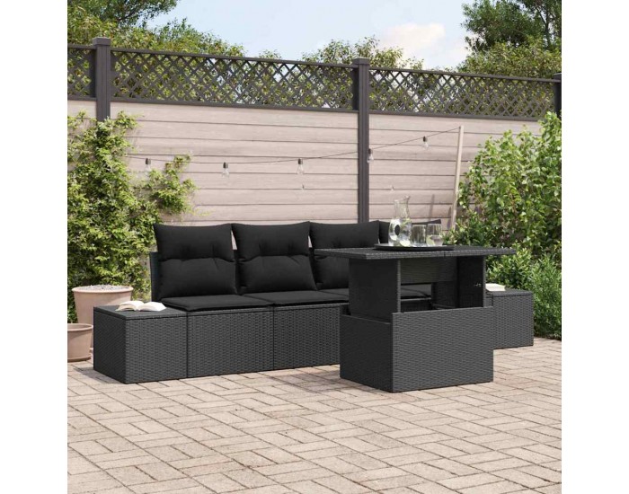 Sonata H Градински Софа Комплект 5 pcs Черно 100 x 55 x 73 см