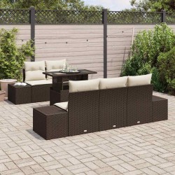 Sonata H Градински Софа Комплект 6 pcs Кафяв и Кремав 100 x 55 x 73 см - Canapele și bănci de grădină