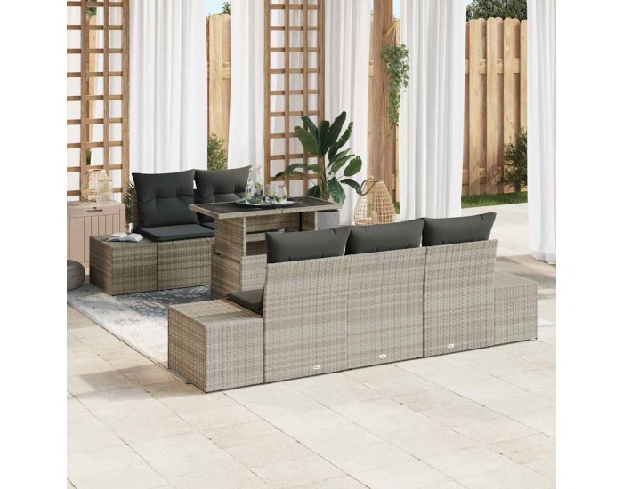 Sonata H Градински Софа Комплект 6 pcs Светло сиво и тъмно сиво