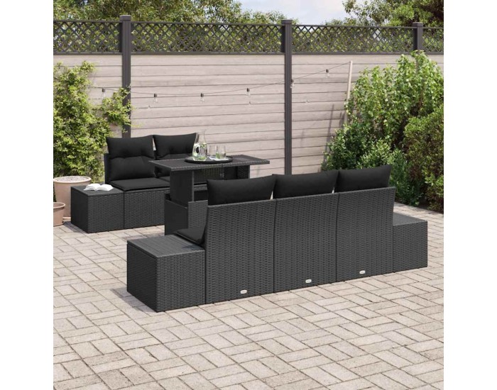Sonata Set de canapele pentru grădină 6 buc. Negru